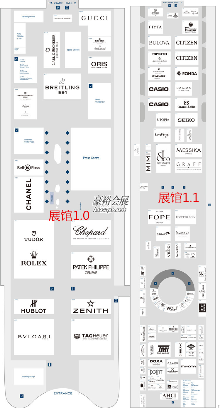 巴赛尔钟表展部分图纸及展商信息